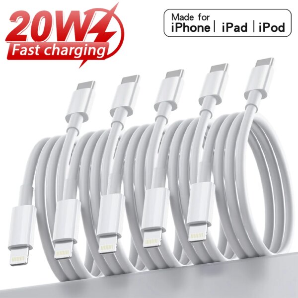 3PCS 5PCS MFi Certified TPE Cable USB C to LIghtning Charging for iPhone Charger Cord Compatible for iPhone 14 13 12 11 Pro Max