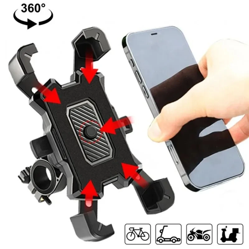 Bicycle Phone Holder 360°Rotating Adjustable Motocycle Bike Cell Phone Mount Non-slip Cycing Stand Stabilizer For iPhone Xiaomi
